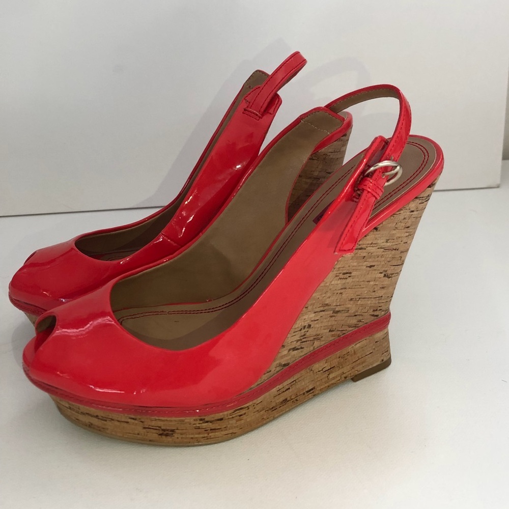 BLOOD ORANGE CORK WEDGES